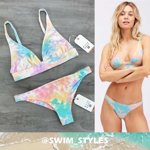 ☀️BILLABONG☀️ RAINBOW TIDE BANDED RAINBOW TIDE TANGA BIKINI SET - Picture 1 of 11